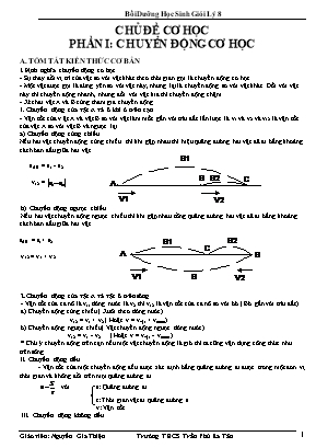 Tài liệu bồi dưỡng học sinh giỏi Vật lý Lớp 8 - Chủ đề Cơ học - Nguyễn Gia Thiện